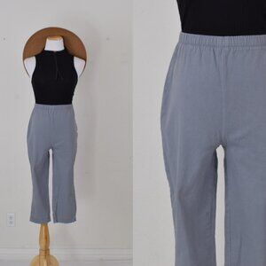 Vintage 90s Gray Stretch Crop Cotton/Spandex Pants |‎ 24-28 waist